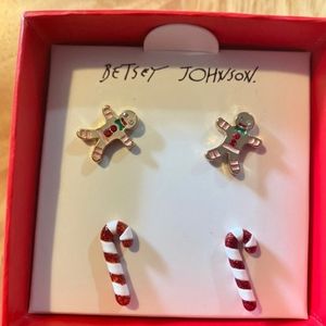 Betsey Johnson 2 pair of christmas Studs
